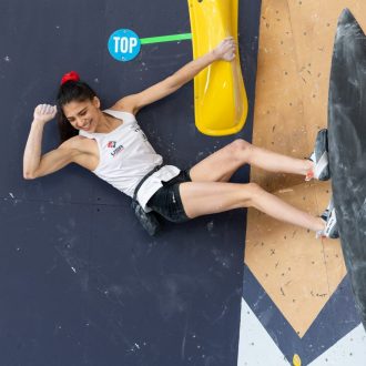 Natalia Grossman en la Copa del Mundo de Búlder de Salt Lake City 2023 (Foto: Slobodan Miskovic/IFSC).