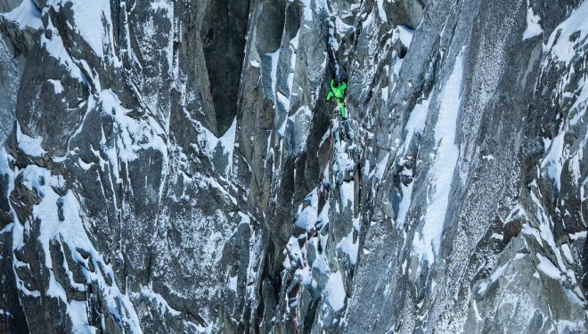 Simon Gietl y Roger Schaeli en el Petit Dru.