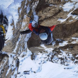 Alain en el L3 de Crisálida, pico Royo.