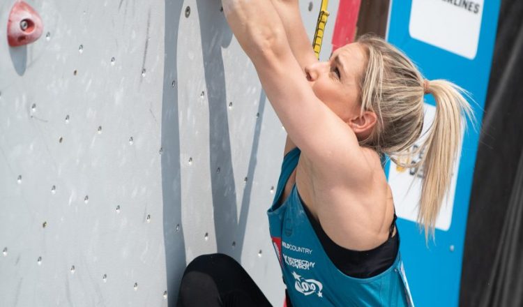 Aleksandra Miroslaw en la Copa del Mundo de Velocidad de Salt Lake City 2023 (Foto: Slobodan Miskovic/IFSC).