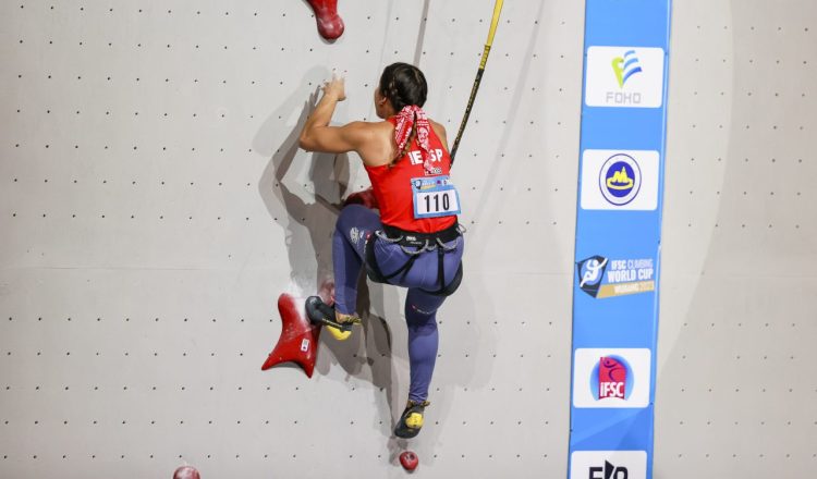 Leslie Romero en la Copa del Mundo de Velocidad de Wujiang 2023 (Foto: Dimitris Tosidis/IFSC).