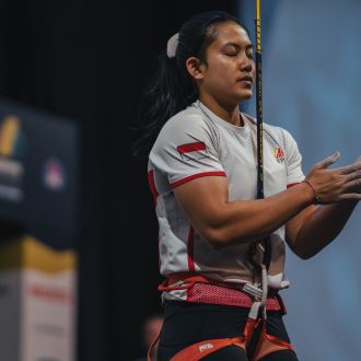 Desak Made Rita Kusuma Dewi en el Campeonato del Mundo de Escalada de Velocidad de Berna 2023 (Foto: Lena Drapella/IFSC).