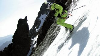 Alberto Pantoja en el descenso de la norte del Espigüete. Foto: RecMountain.