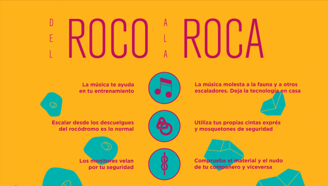 Cartel de buenas prácticas "Del roco a la roca", por Escalada Sostenible